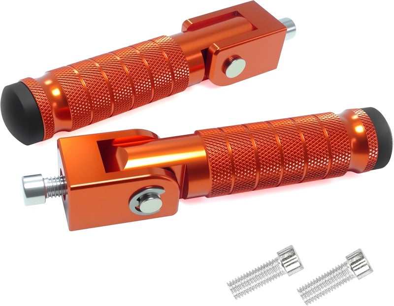 VUOZIP M8 Universal CNC Motorcycle Foot Pegs Degree Foldable Bike Pegs Aluminum Fit Electric Car Motorbike Scooter Mini Bike Ebike Dirt Bike Go Kart Honda Yamaha Suzuki Aprilia Super73 (Orange, Type A) - Image 1